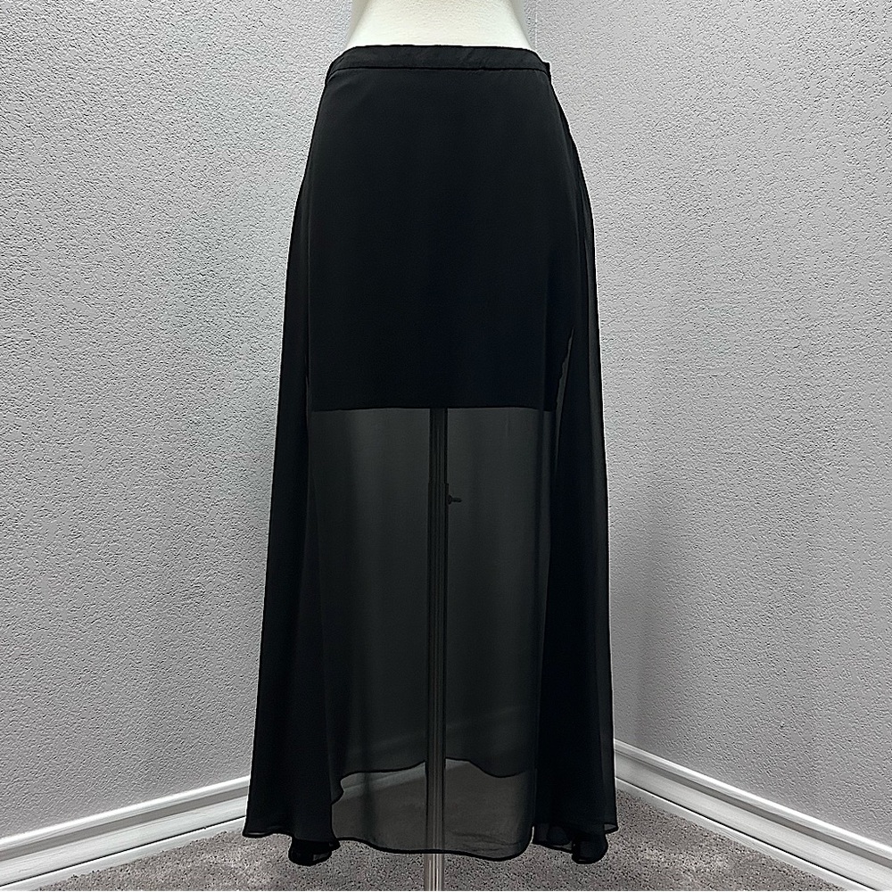 MM Couture Black Sheer Overlay Mini/Maxi Skirt